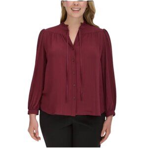 NWOT DKNY Lurex Blouses | Red